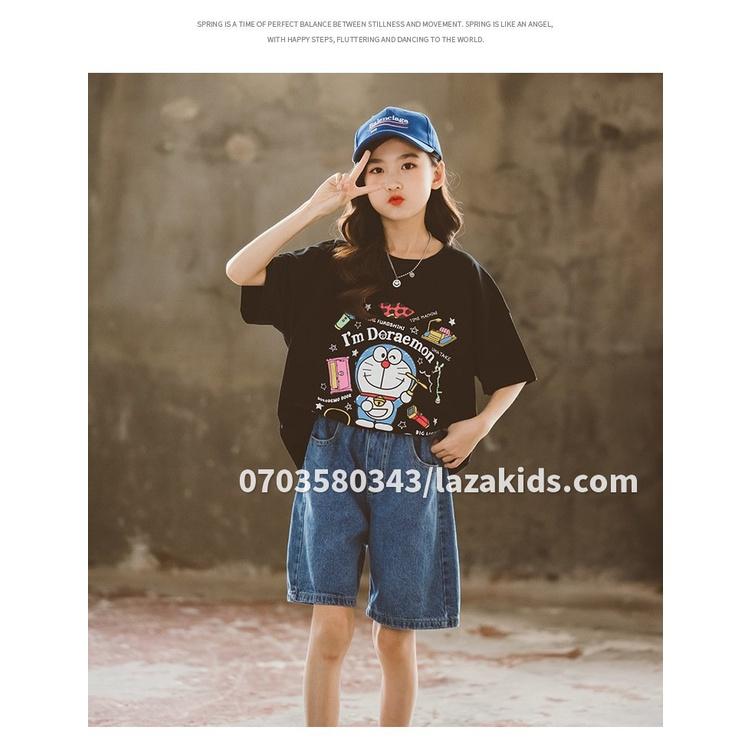 Áo Thun bé gái QUẢNG CHÂU FORM RỘNG 8 TUỔI 10 TUỔI 12 TUỔI 14 TUỔI LAZAKIDS Áo phông trẻ em vải 100%cotton co giãn thoá
