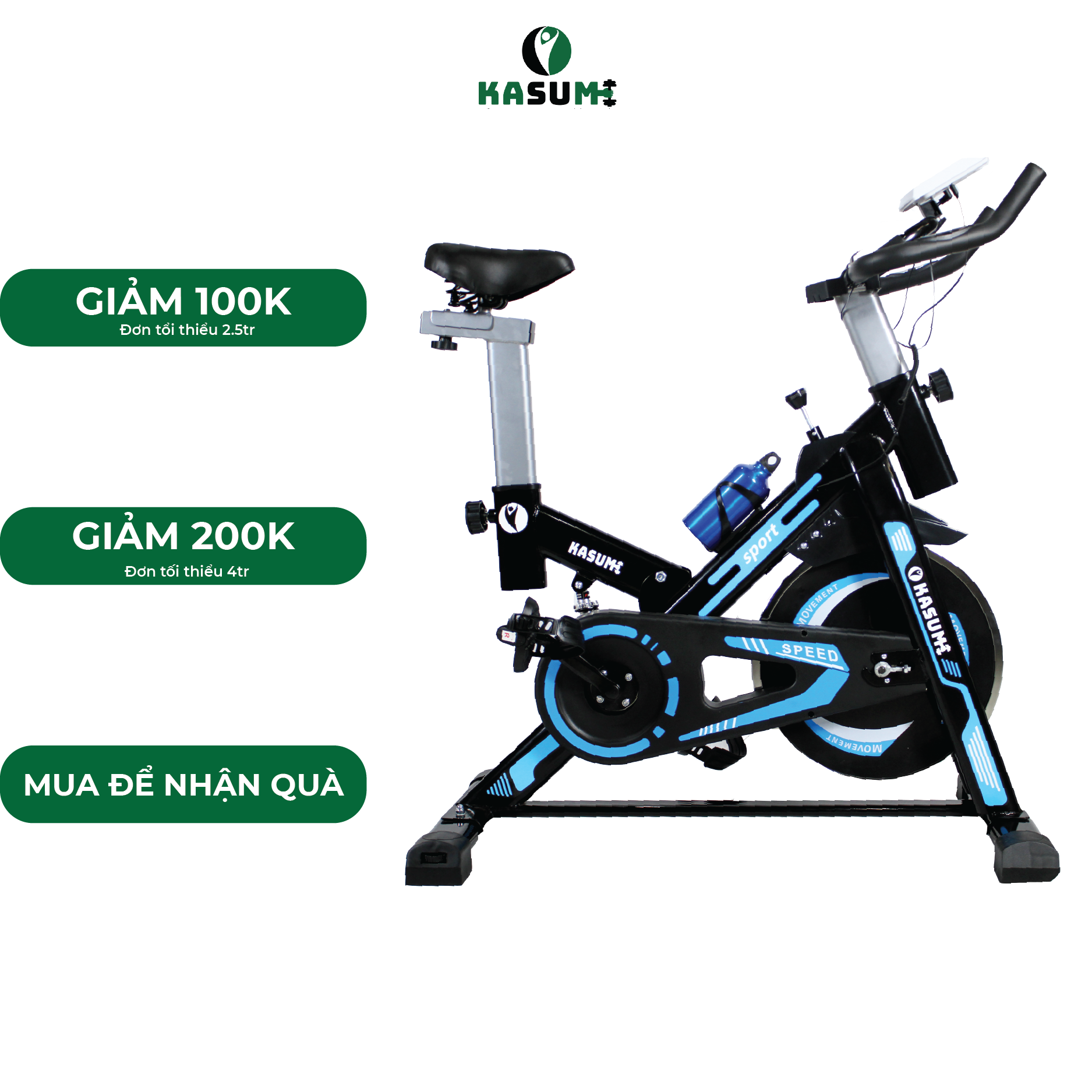 Xe đạp tập thể dục KASUMI HL005 có lò xo giảm chấn hỗ trợ tập luyện hiệu quả