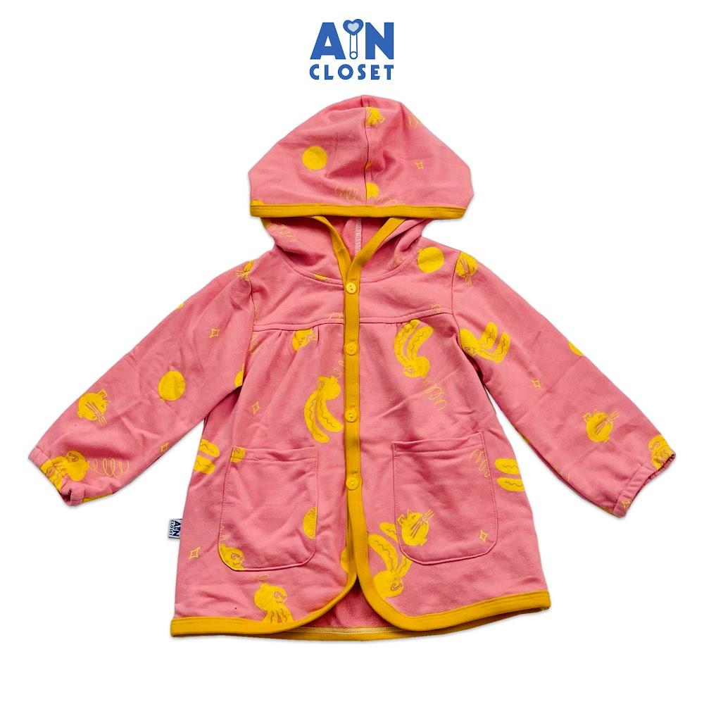 Áo khoác có nón bé gái họa tiết Chuối Vàng nền hồng thun da cá - AICDBGHFL8Y9 - AIN Closet
