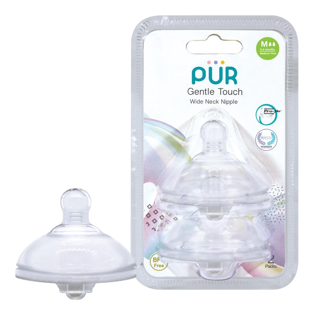 Combo Bình sữa cổ rộng Pur Advanced Plus 150ml + vỉ núm M