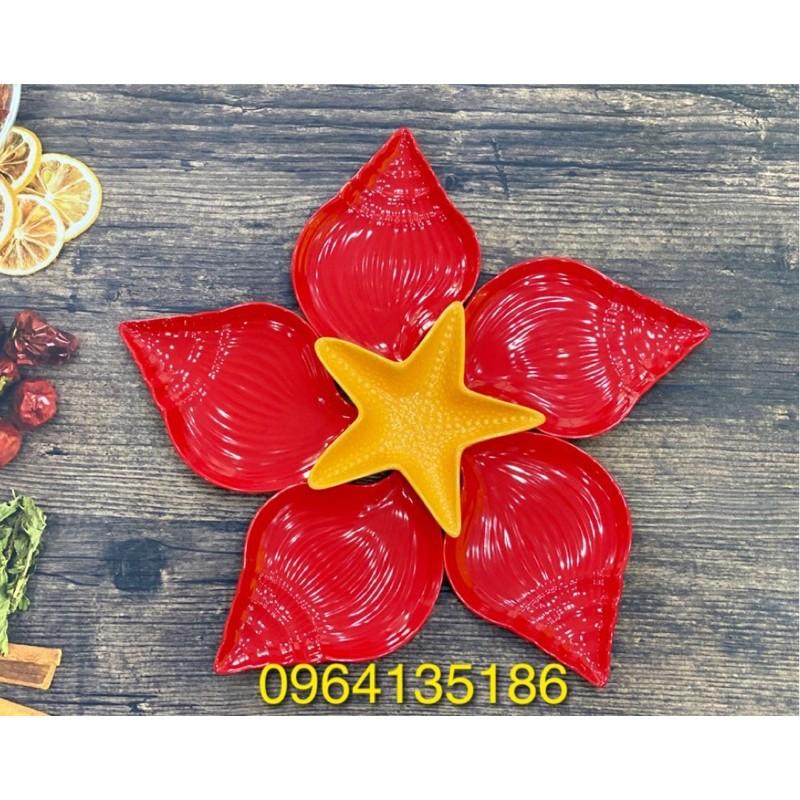Set đĩa trưng bày đồ ăn sắc màu đại dương gốm sứ Bát Tràng