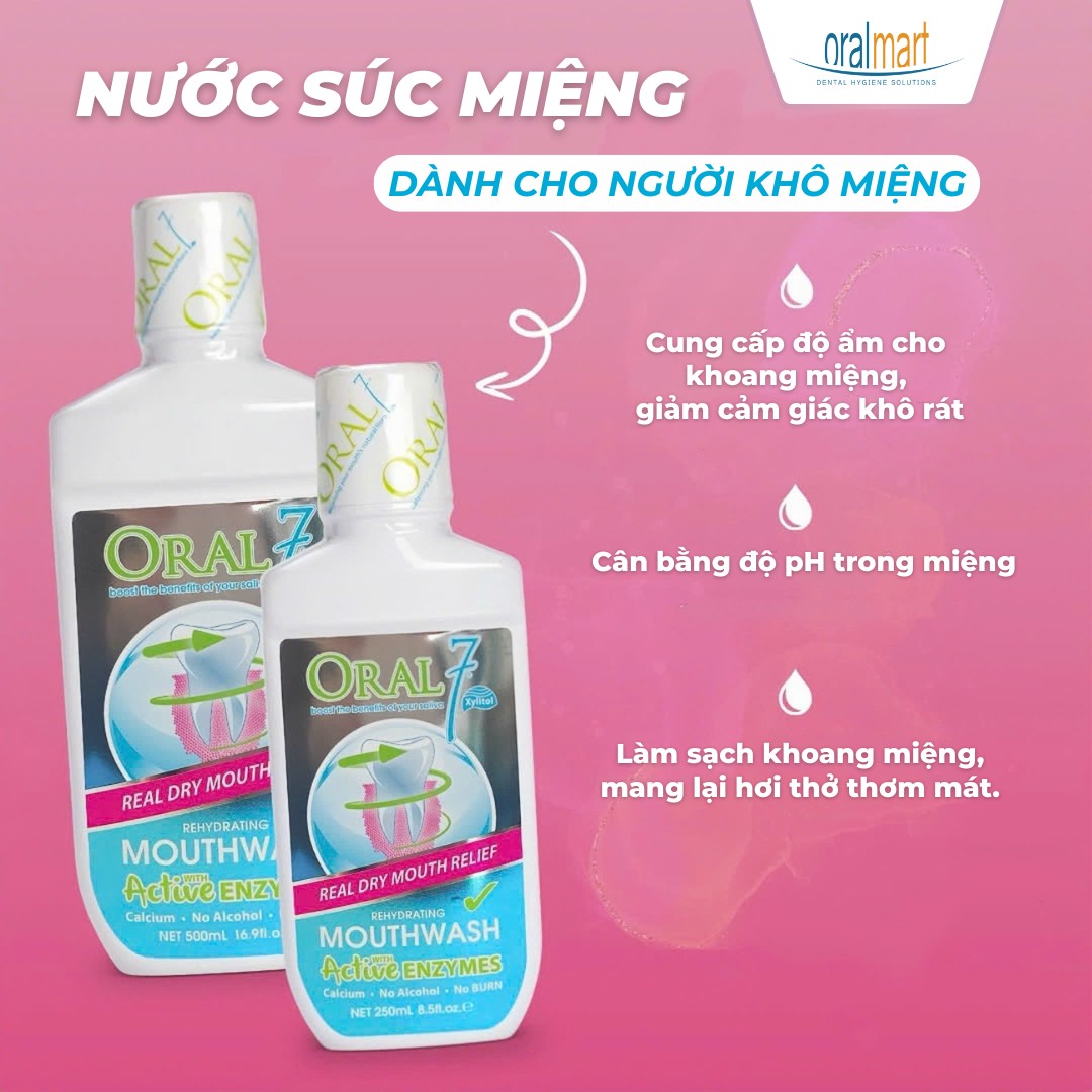 Nước súc miệng giữ ẩm tạo nước bọt nhân tạo cho người khô miệng, viêm lợi Oral7 Moisturising Mouthwash 250ml - Nhập Khẩu Anh
