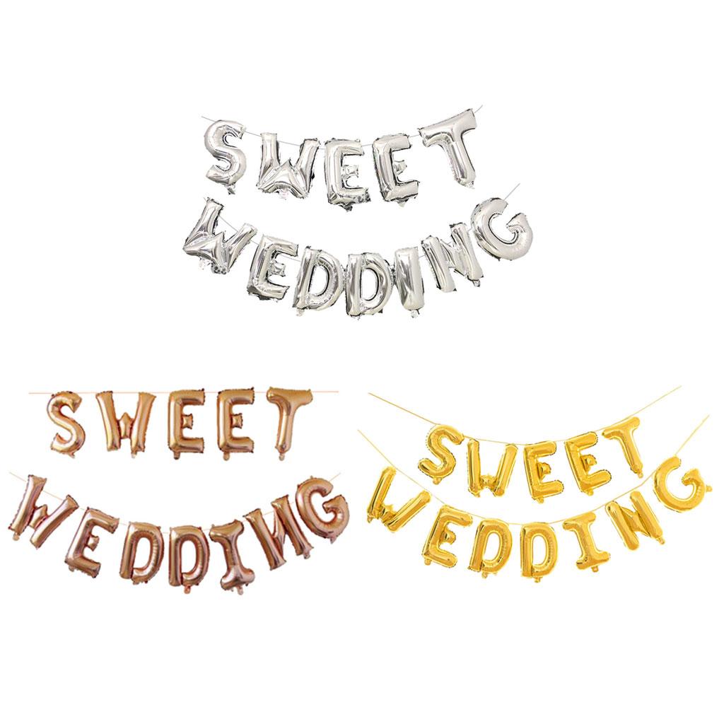 Sweet Wedding Foil Balloon Bunting Banner Wedding Party Decoration Champagne