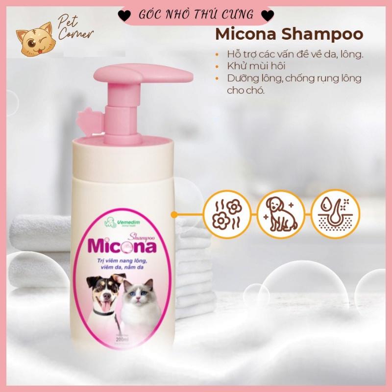 Sữa tắm cho chó mèo viêm nang lông, viêm da, nấm da Micona 200ml