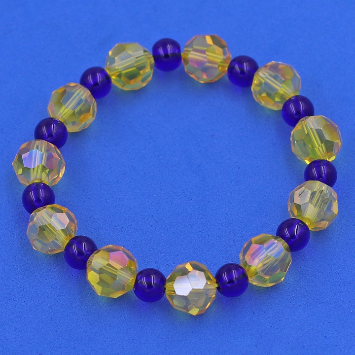 Vòng tay pha lê vàng cắt giác 10 ly pha lê xanh dương CTFLVGFLXD10