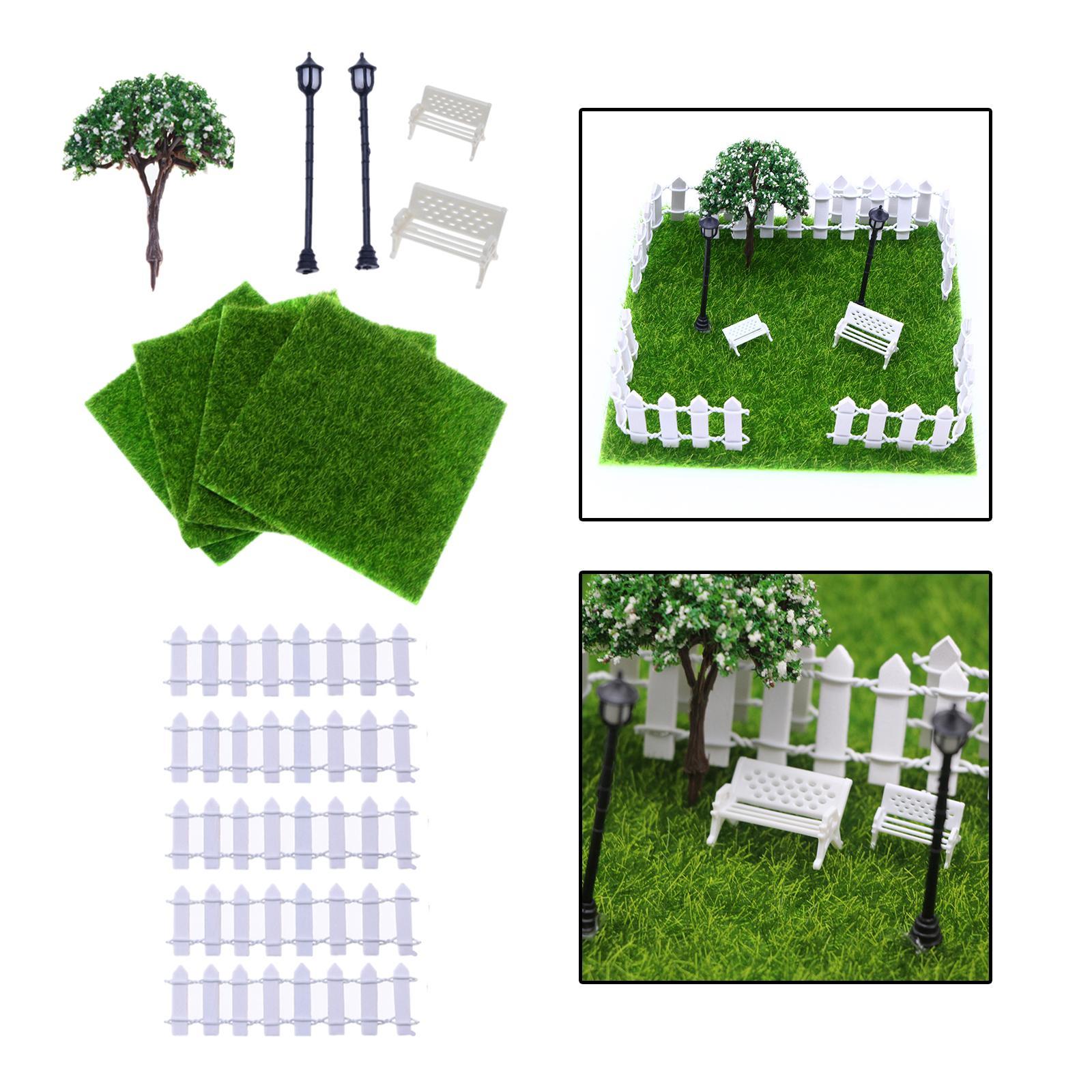 1/12 Miniature Fairy Garden Ornaments Miniature Scene Model Toy Mini Artificial Grass Dollhouse Decoration Accessories for Garden Yard Decor