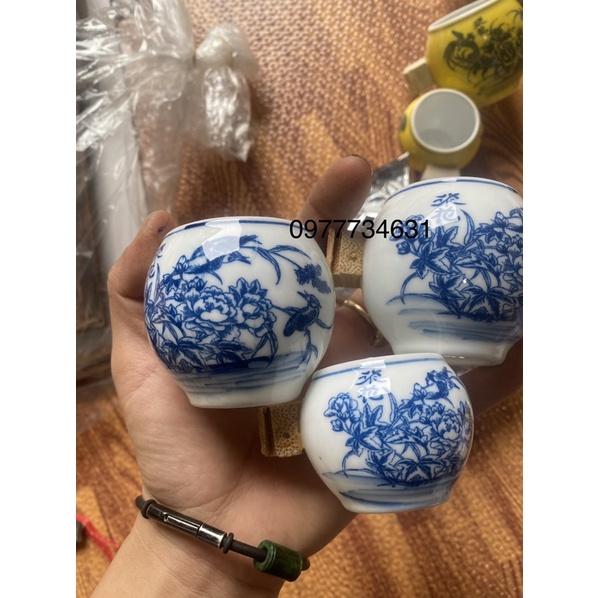 Bộ 3 chiếc cóng sứ tai tre đục triện phụ kiện lồng chim hoạ mi, khướu giá rẻ