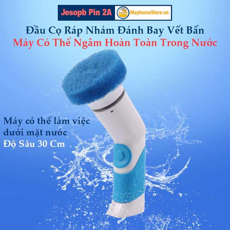 Máy Cọ Rửa Jesopb Nhà Bếp Đa Năng 4 Pin AA, Chống Nước 100% Với 2 Đầu Cọ Thay Thế