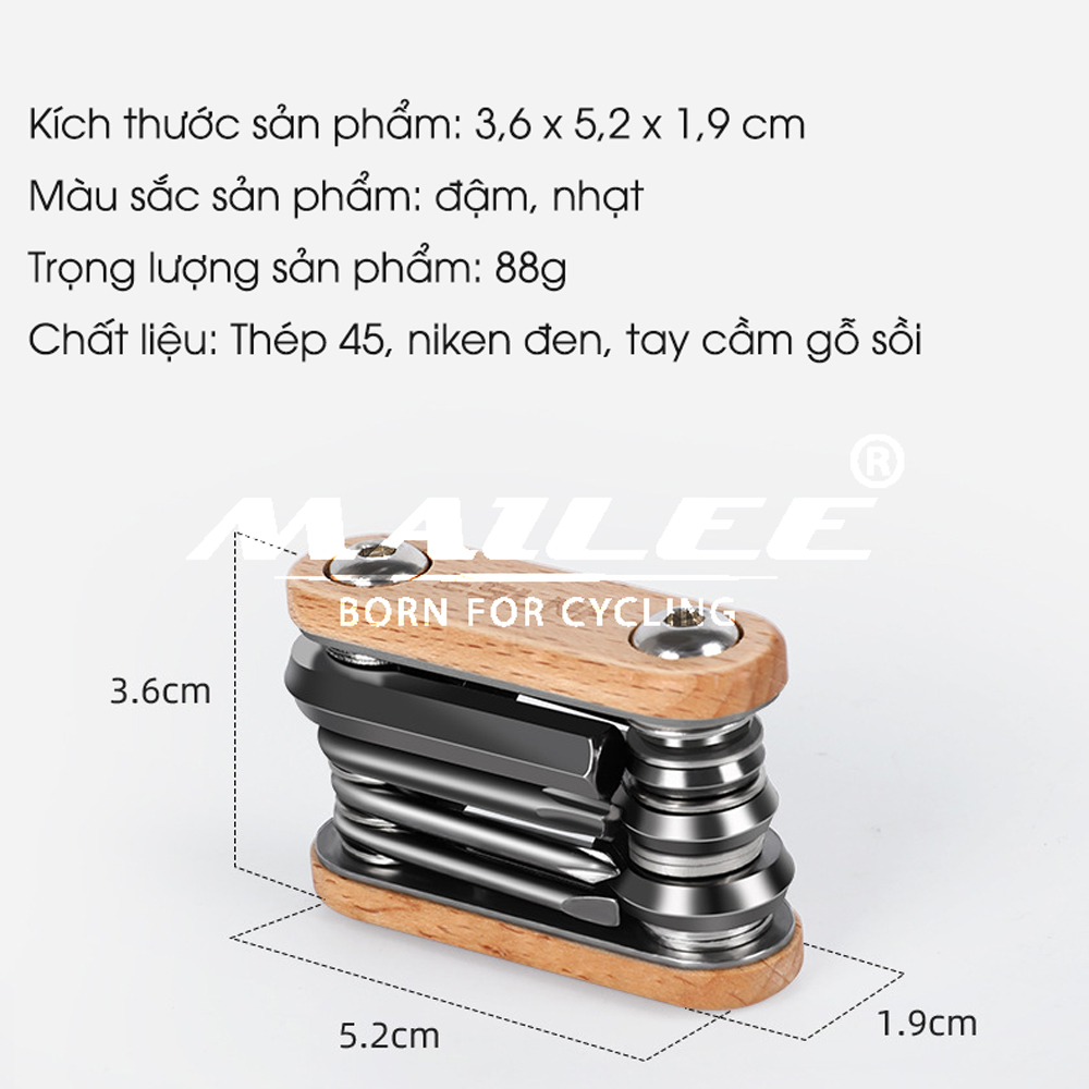 Lục Giác Sửa Chữa Xe Đạp Đa Năng ESL-81, Nhỏ Gọn, Gấp Gọn, 8 Trong 1, Chất Liệu Thép 43 Không Gỉ, Dùng Cho Xe Đạp - Mai Lee