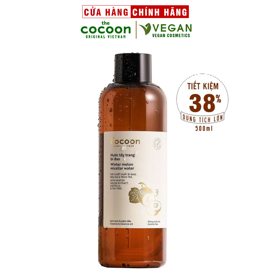 Nước tẩy trang bí đao Cocoon 500ml dành cho da dầu, da mụn thuần chay