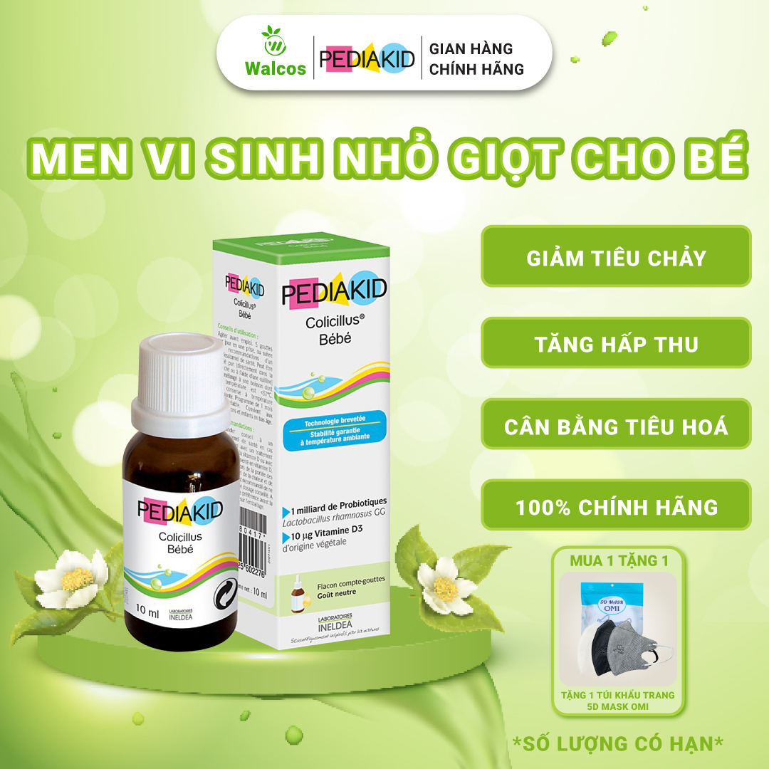 Men Vi Sinh Cho Bé Pediakid Colicillus Bébé - Bổ Sung Lợi Khuẩn, Giảm Tiêu Chảy, Táo Bón, Cân Bằng Hệ Tiêu Hoá (10ml)
