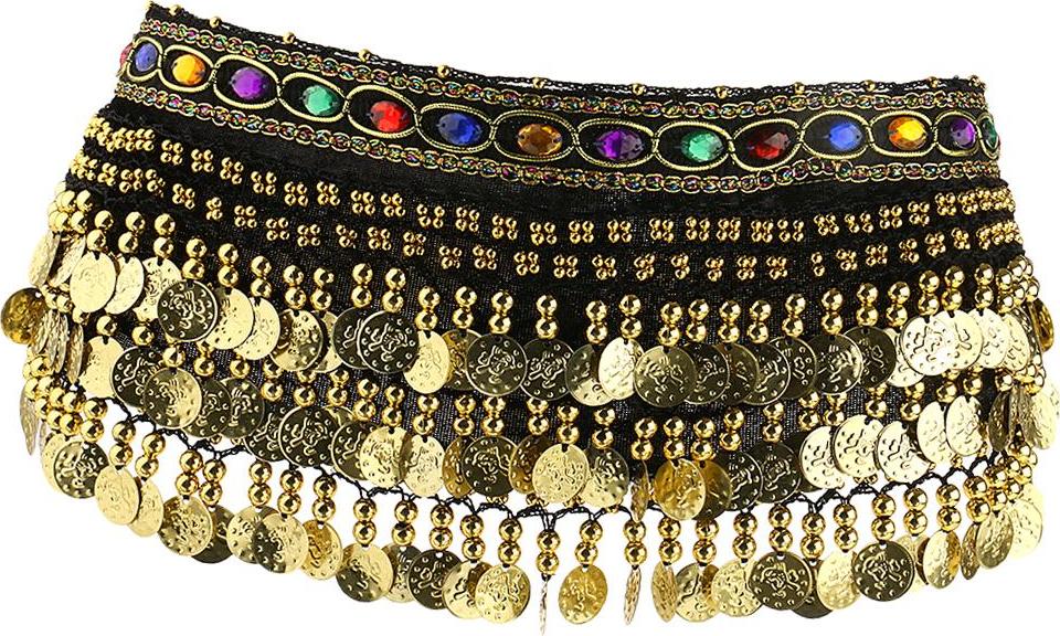 Ladies Belly Dance Wrap Belt Gold Coins Tassel Hip Scarf Costume