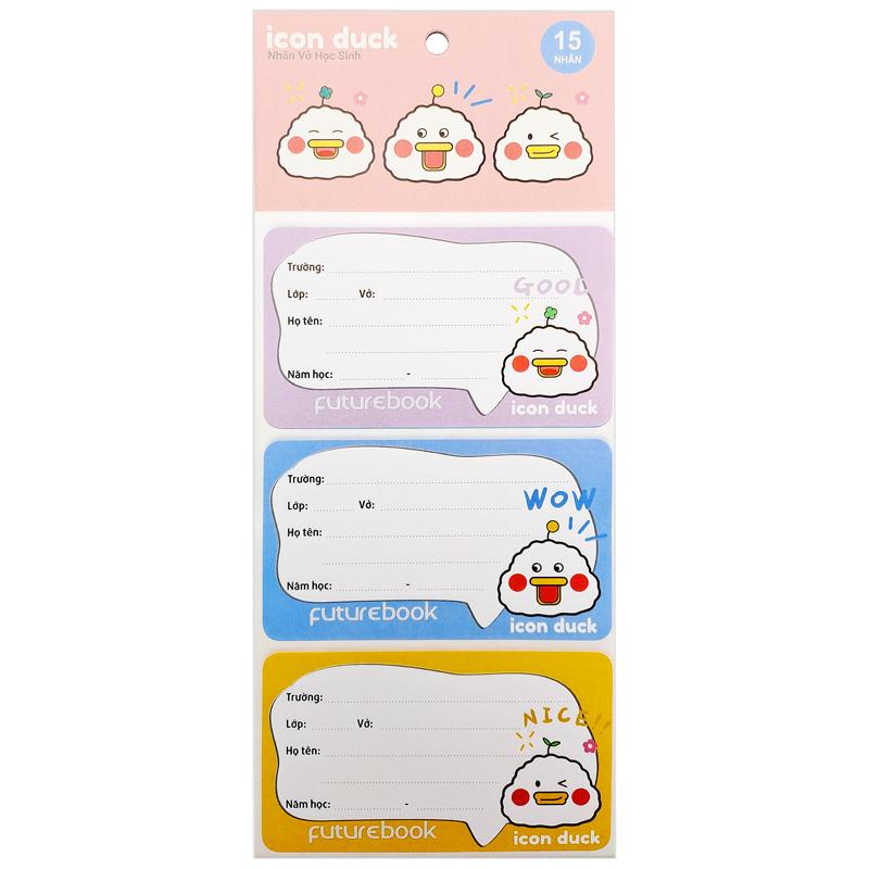 Nhãn Vở Học Sinh Icon Duck - futurebook N135 (15 Nhãn)