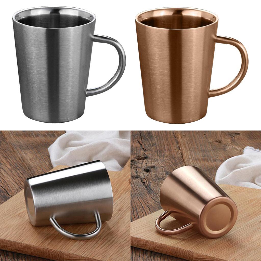 2x Coffee Mug Stainless Double Walled Water Drinking Cup Home Office