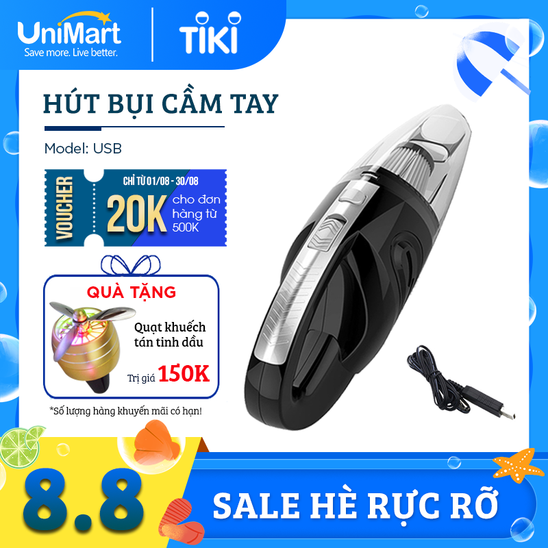 Máy Hút Bụi Ô Tô Cầm Tay Không Dây Damas XC628 - Máy có thể hút khô và nước - Sử dụng sạc pin - Hàng Nhập Khẩu