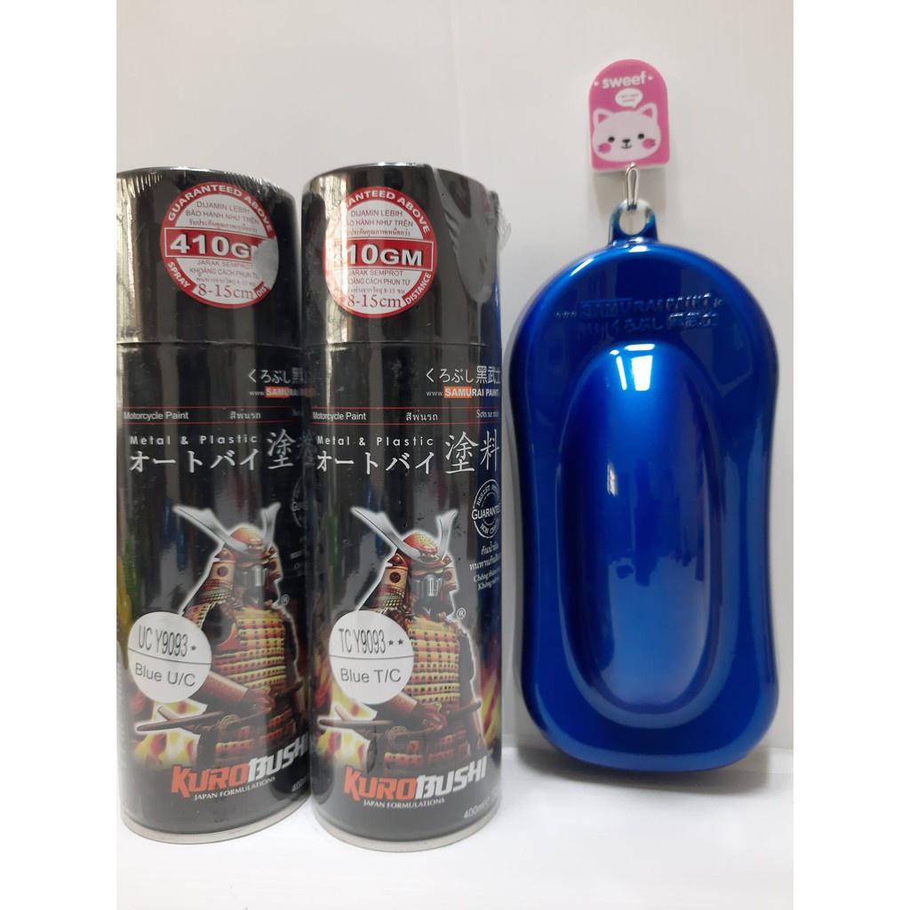 COMBO Sơn Samurai màu xanh da trời UC+ TCY9093 gồm 4 chai đủ quy trình (Lót – Nền UCY9093- Màu TCY9093 - Bóng )