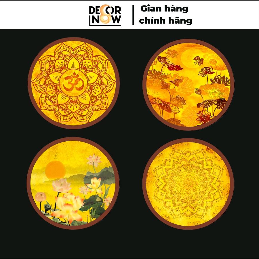 Đèn hào quang phật in tranh trúc chỉ DECORNOW 20,30,40 cm, trang trí bàn thờ, hào quang trúc chỉ HOA SEN, DCN-14