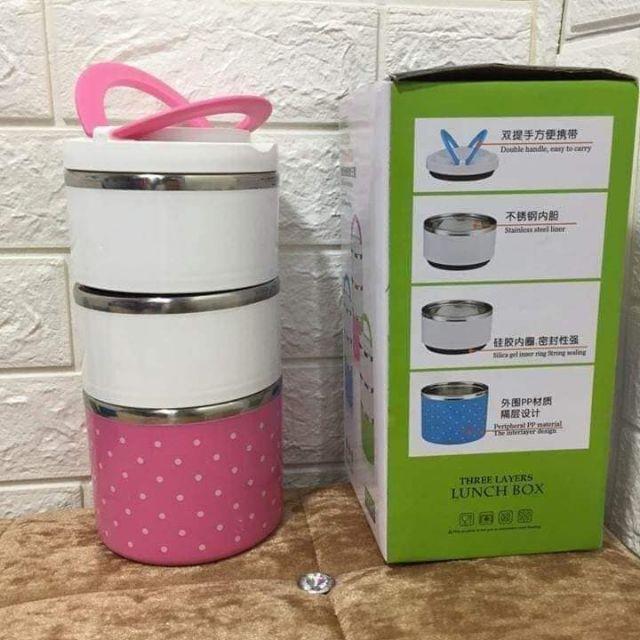 Cặp lồng chấm bi 3 tầng ruột inox siêu bền