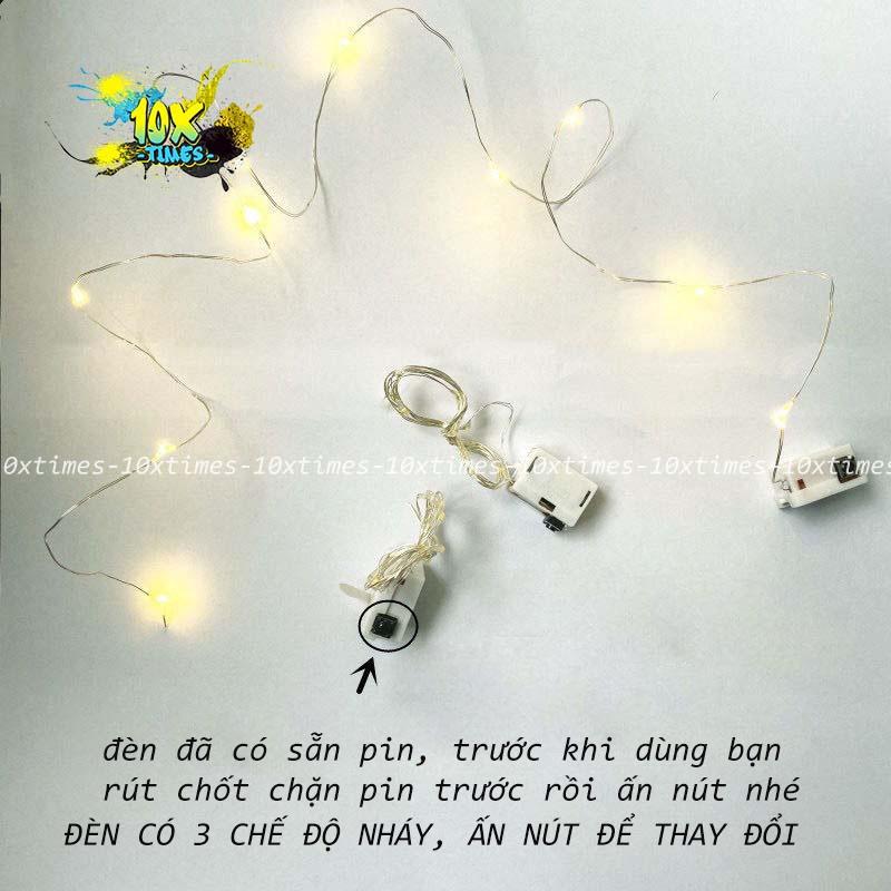 Đèn led trang trí, đèn đom đóm fairylight light decor nhà cửa trang trí hộp quà, có sẵn pin, chụp ảnh