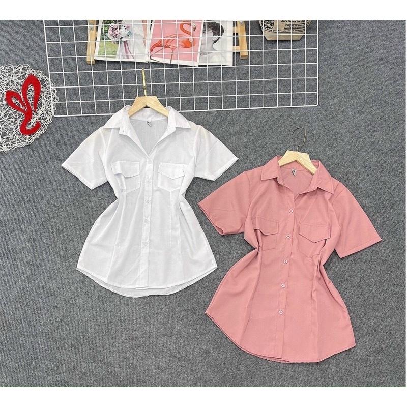 Áo Sơ Mi Tay Ngắn 2 Túi Nhiều Màu