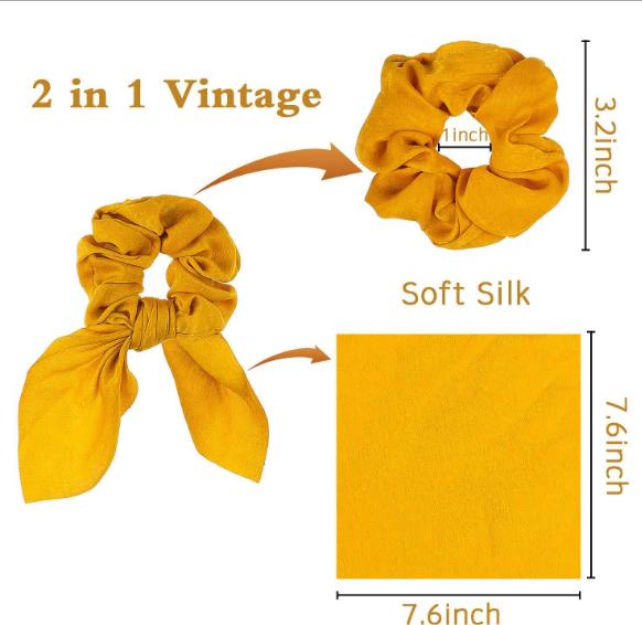 Dây buộc tóc vải lụa Scrunchies Vintage sang chảnh chất lụa mềm HD52