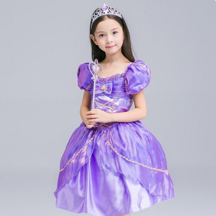 Đầm Công Chúa Rapunzel Tay Ngắn