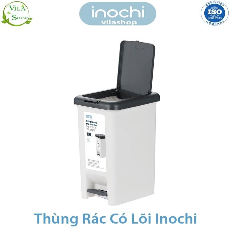 Thùng Đựng Rác, Thùng Rác Nhựa Đạp Chân Có Lõi 10 Lít Nắp Đậy Chữ Nhật Inochi Tiêu Chuẩn Xuất Nhật - Châu Âu - EU