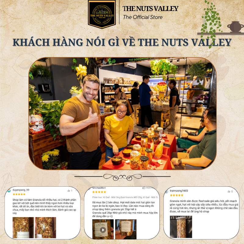 GRANOLA - Ngũ Cốc Healthy 3 Vị Tự Nhiên, Quế - Mật ong, Socola The Nuts Valley 250g