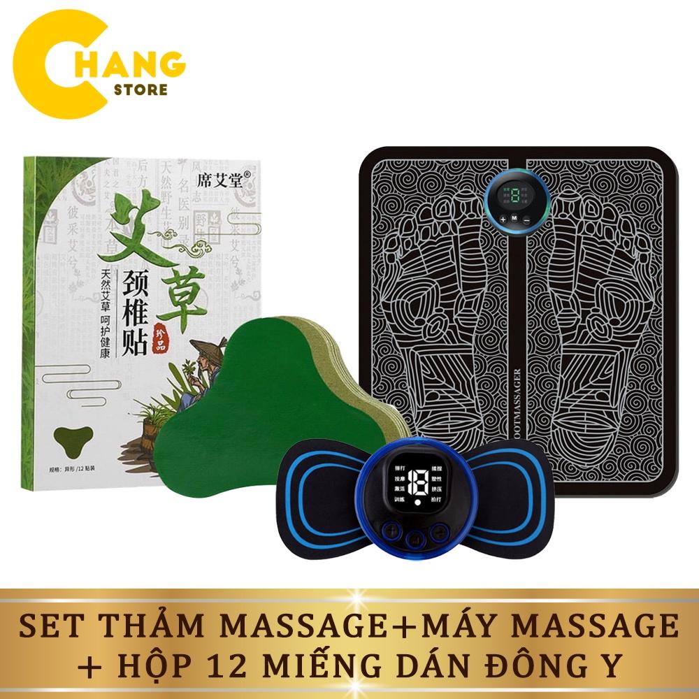 Combo Thảm Massage Chân + Máy Mát Xa Cánh Bướm + Hộp 12 Miếng Dán Đông Y Giảm Đau Mỏi Cổ Vai Gáy, Bắp Tay, Lưng Hiệu Quả