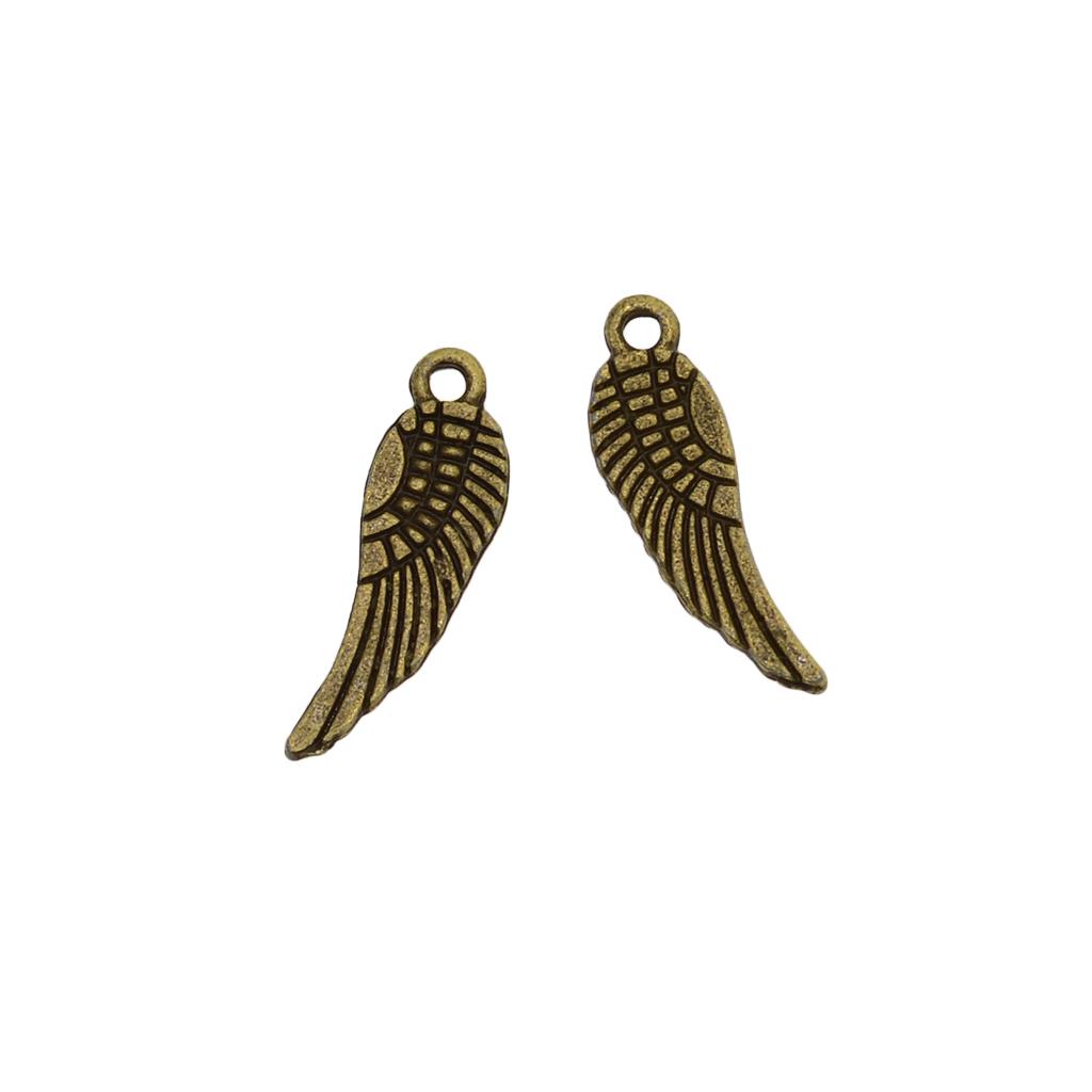 100 Pieces Antique Bronze Angel Wings Necklace Charms Pendant Jewelry Making