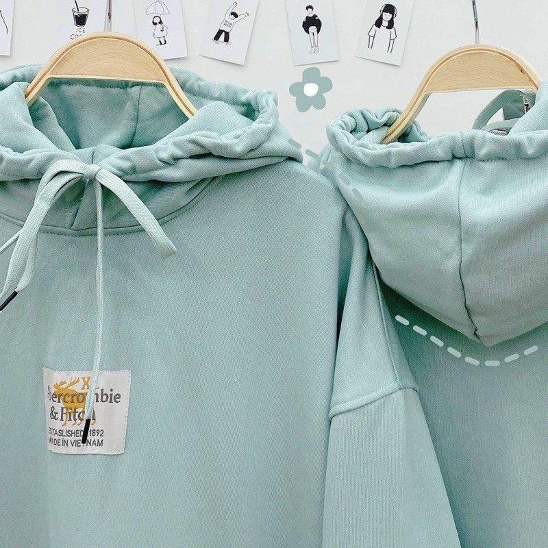 Áo khoác hoodie nỉ nữ form rộng tay phồng nón to chùm đầu_Áo khoác chui đầu unisex in logo nhiều màu thời trang thu đông