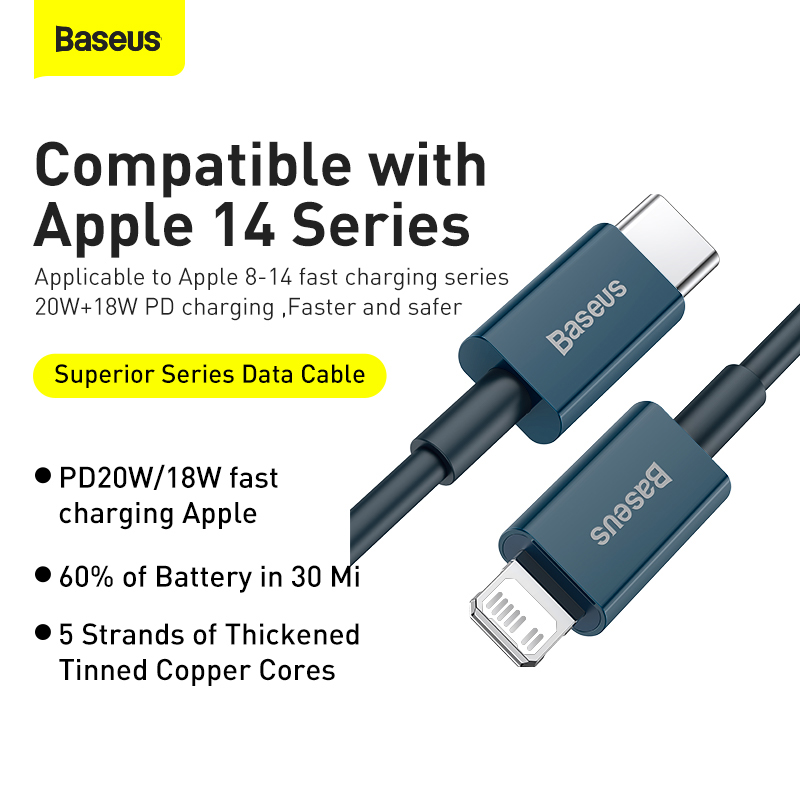 Cáp Sạc Nhanh C to iP DZ-KA Baseus Superior Series Fast Charging Data Cable Type-C to iP PD 20W (Hàng chính hãng)