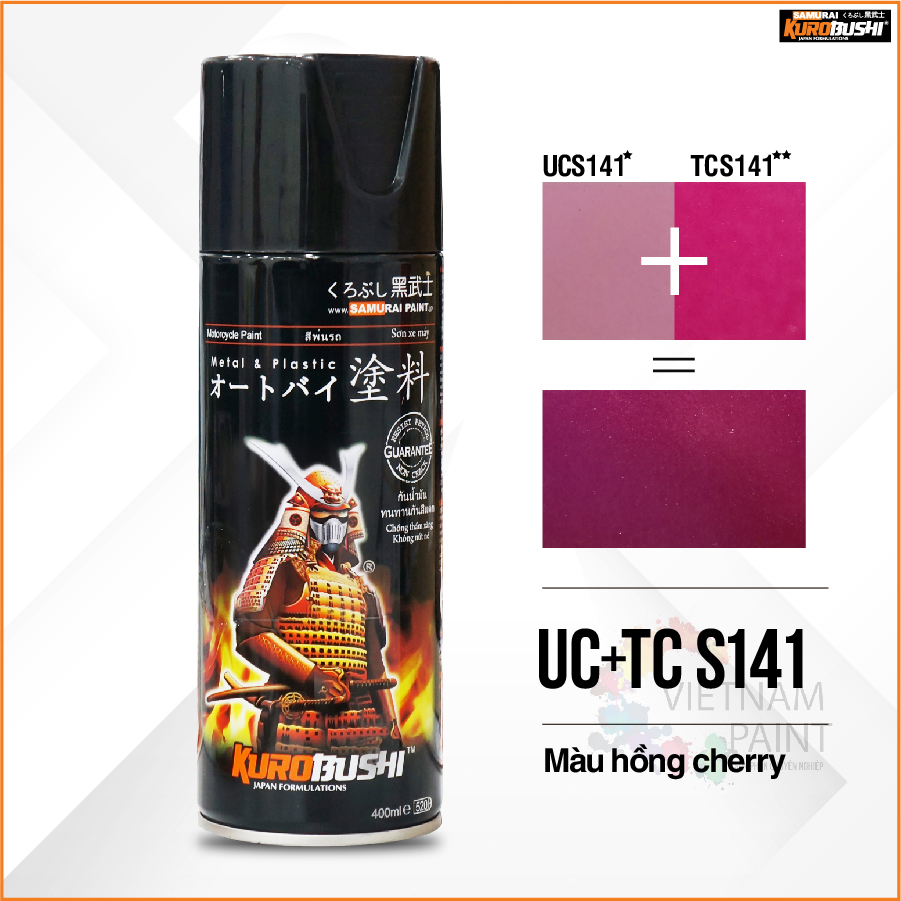 COMBO Sơn Samurai màu hồng CHERRY Suzuki UC+ TC S141 gồm 4 chai đủ quy trình