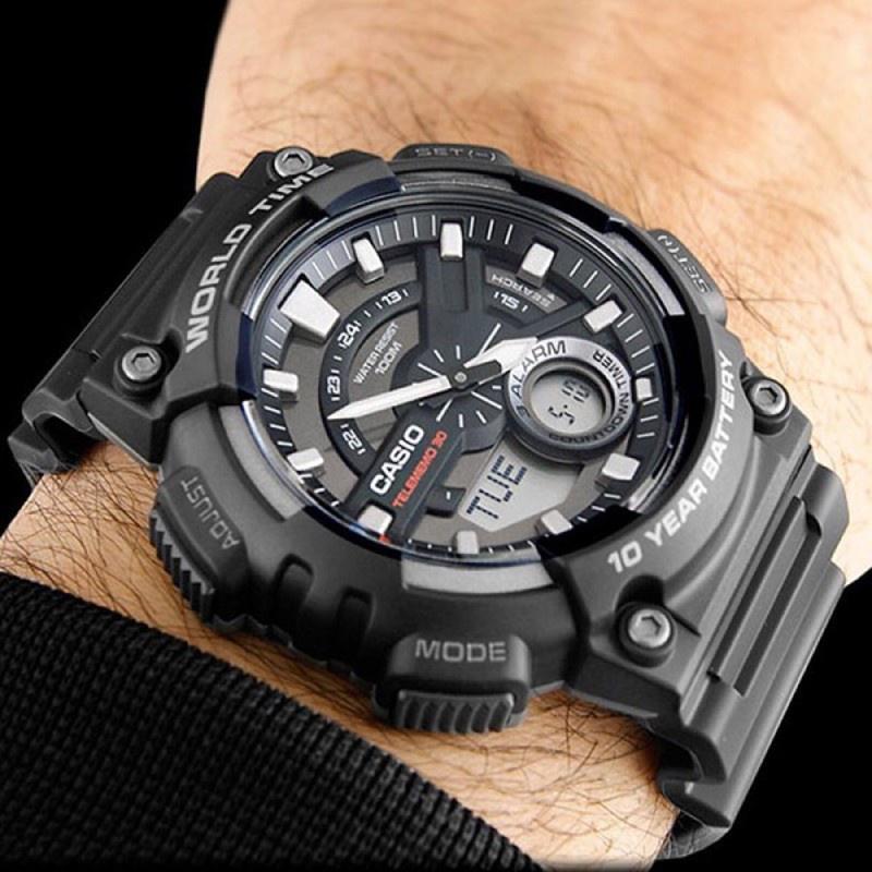 Đồng Hồ Nam Dây Nhựa Casio Standard AEQ-110W-1A Chính Hãng - AEQ-110W-1AVDF Pin 10 Năm