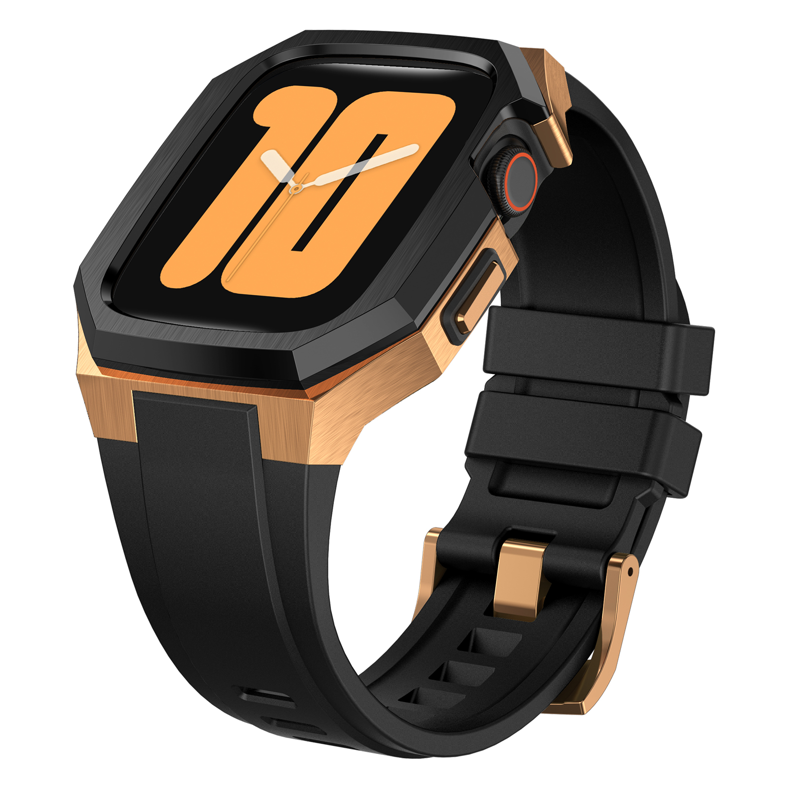 Ốp Case Vỏ Thép Không Gỉ bảo vệ tích hợp dây đeo Fluororubber cho Apple Watch Series 10 Size 46mm - Hàng Chính Hãng