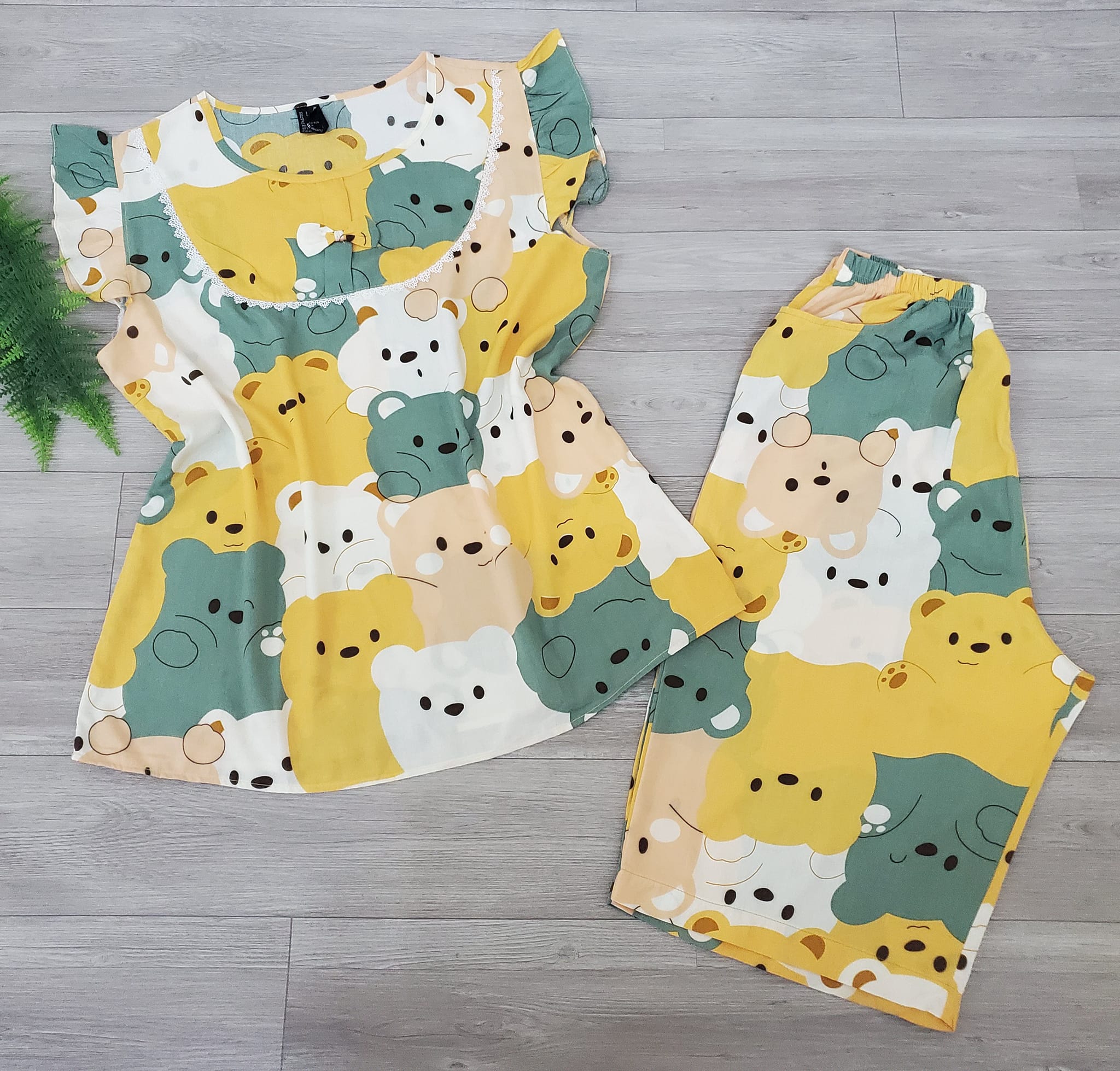 Bộ Tole Lanh Lửng phối ren đính nơ dễ thương - size (40-75kg)