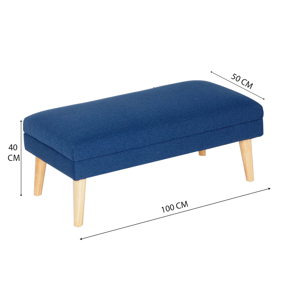 Ghế Đôn Hình Chữ Nhật BizSofa B487 100x50 cm - Xanh dương