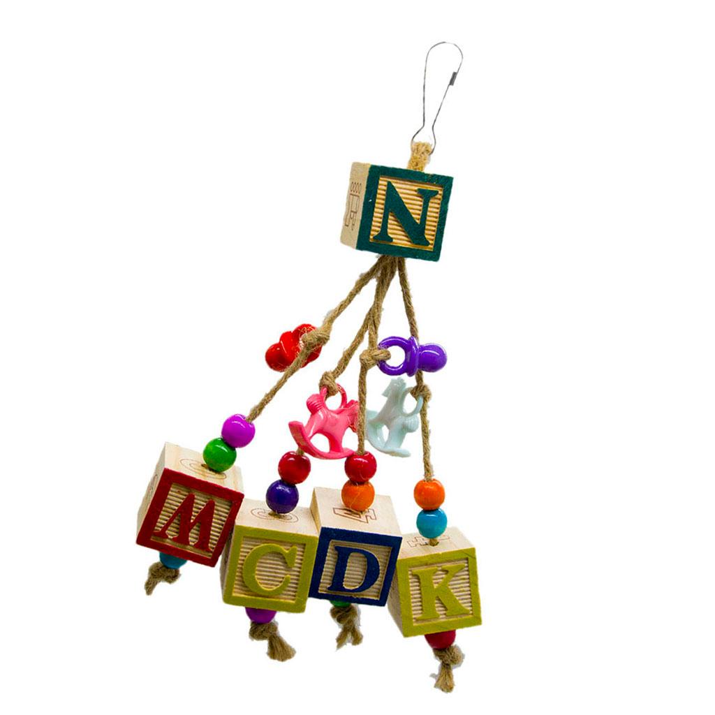 Wooden Block Bird Parrot Toys for Small Medium Large Parrots and Birds