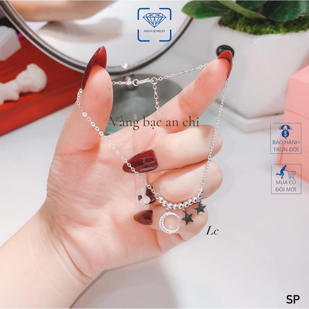 Lắc chân bạc nữ thời trang hè 2022 gắn chuông, trăng sao, quả lắc, cỏ 4 lá. trang sức Anchi jewelry