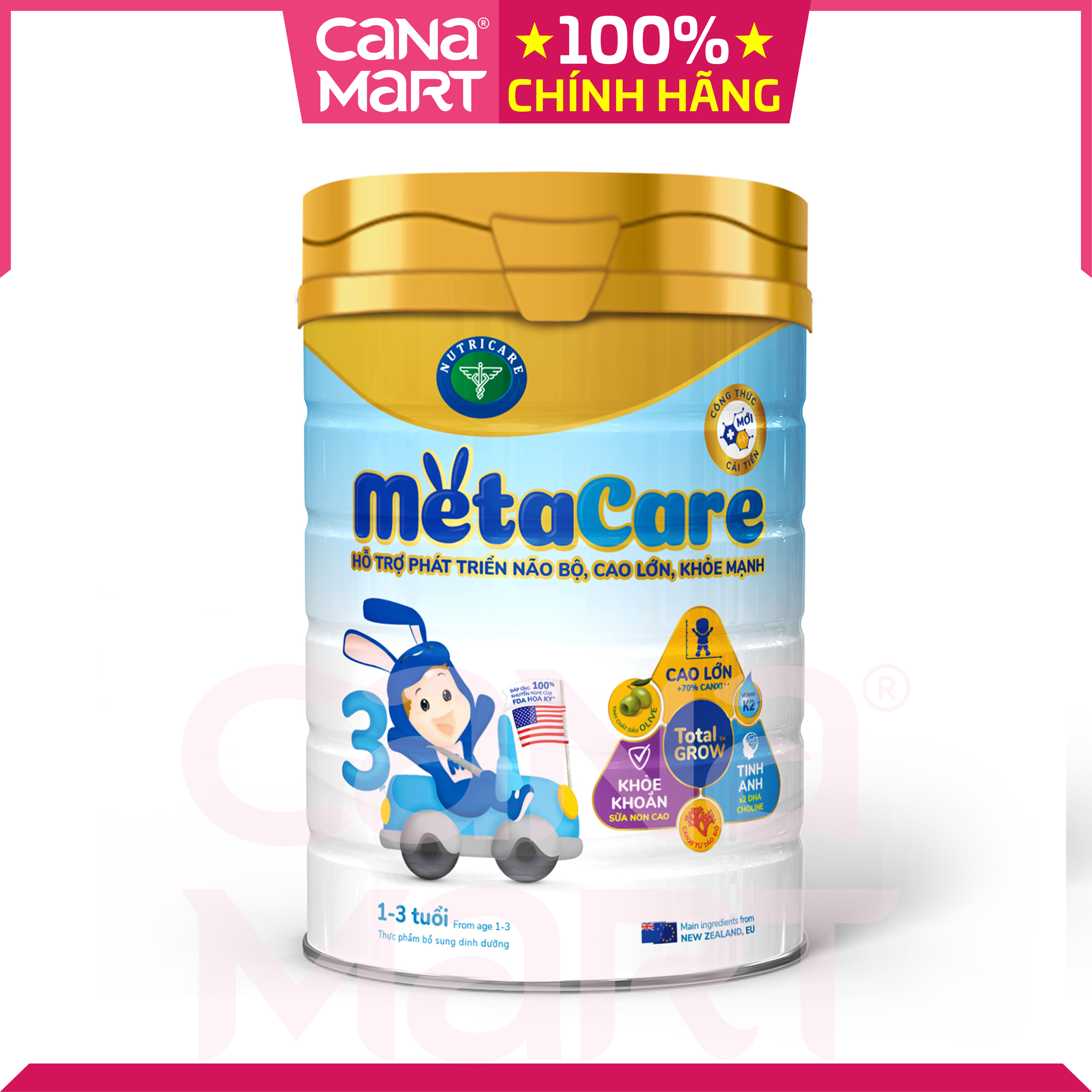 Sữa bột tốt cho bé MetaCare 3 giúp bé phát triển toàn diện (1-3 tuổi) (900g)