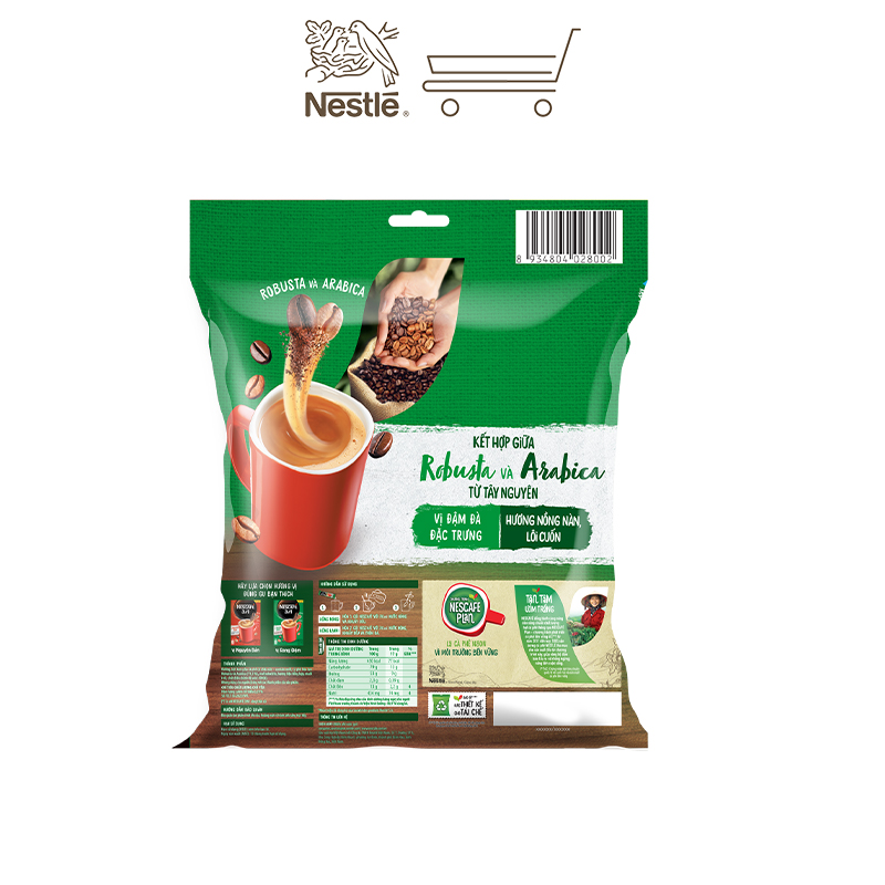 Combo 3 bịch cà phê hoà tan NESCAFÉ® 3IN1 VỊ RANG ĐẬM - công thức cải tiến (bịch 46 gói x 16g)