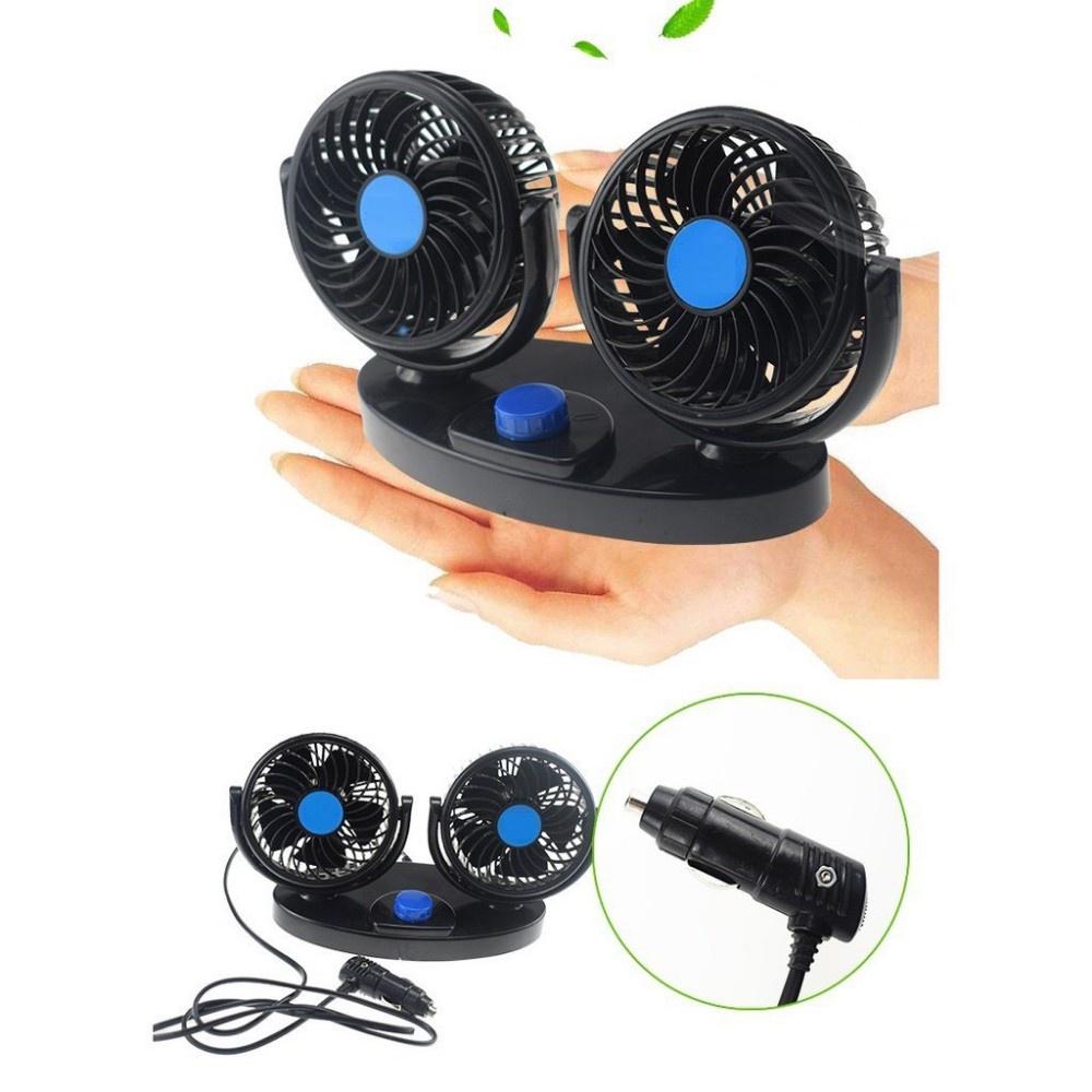 Quạt Đôi Mini Trên Ô Tô, Xe Tải 12V, 24V Máy Khỏe, Chạy Êm