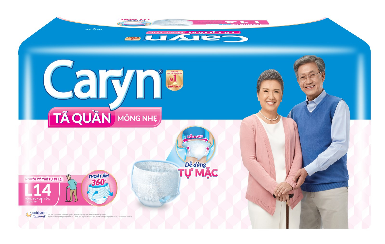 Tã Quần Mỏng Nhẹ Caryn Gói Siêu Lớn L14