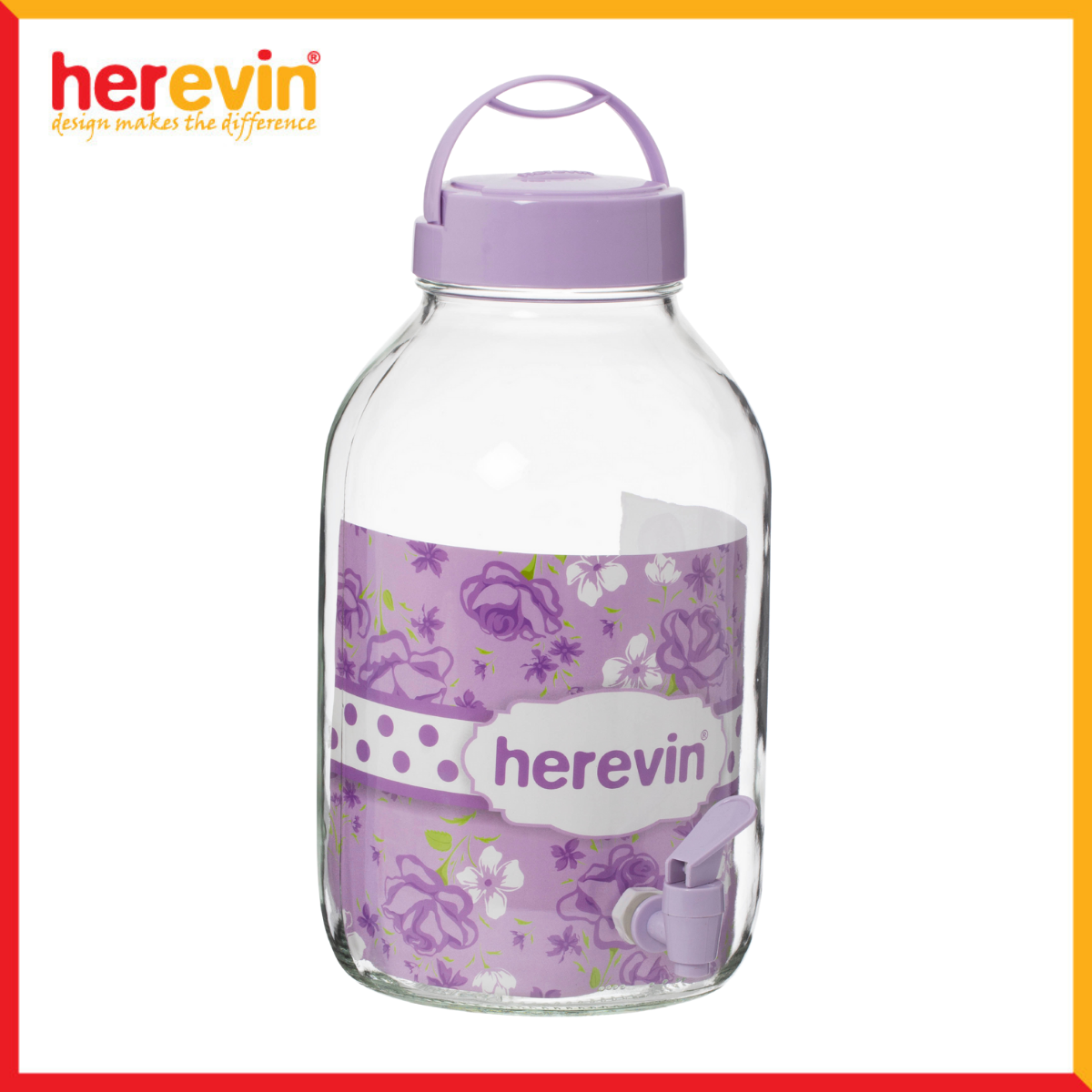 Bình Ngâm Rượu Thuỷ Tinh Herevin Tròn Có Vòi 5L - HEBI137601-503