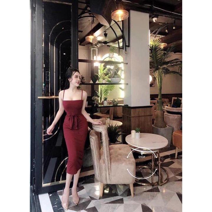 Váy body 2 dây nơ dài 110cm thời trang XIXO - DAM0014
