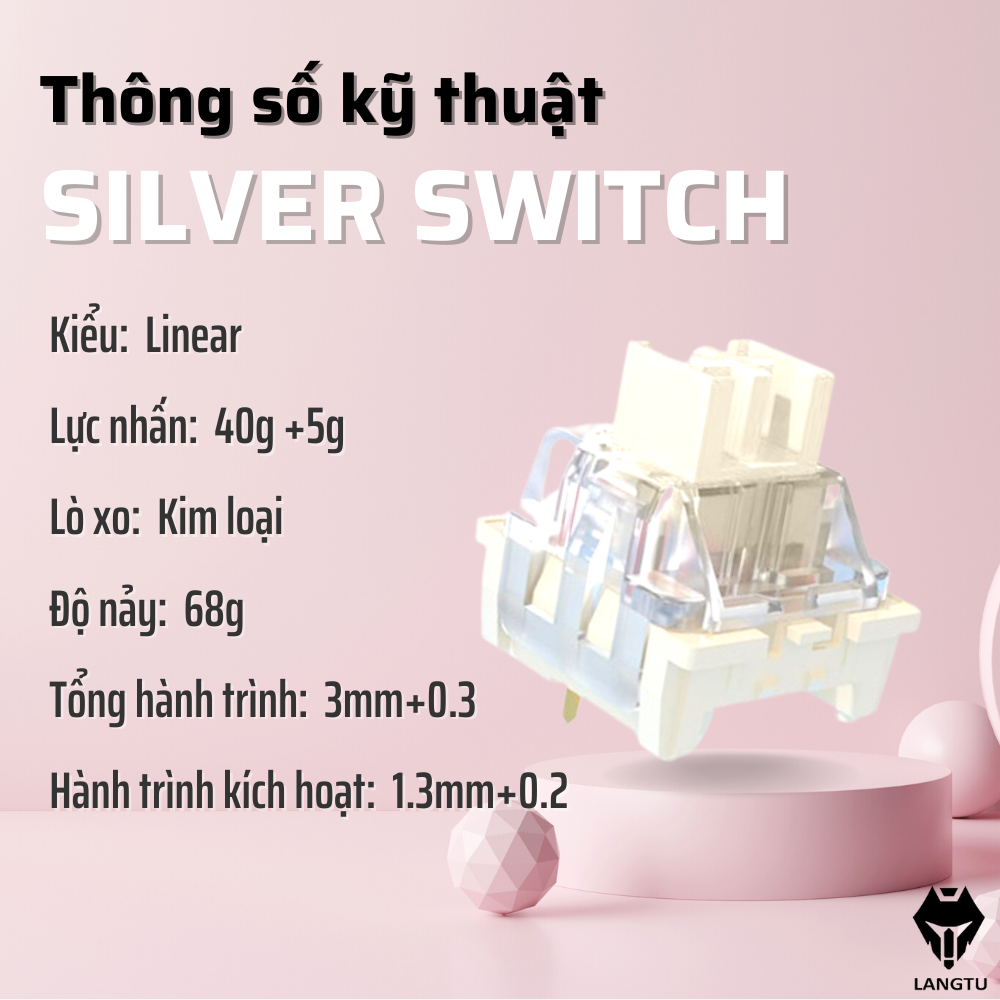 Trục Switch Lẻ Golden - Silver Langtu Thay Nóng Cho Bàn Phím Cơ Được Lube Sẵn Hàng Chính Hãng