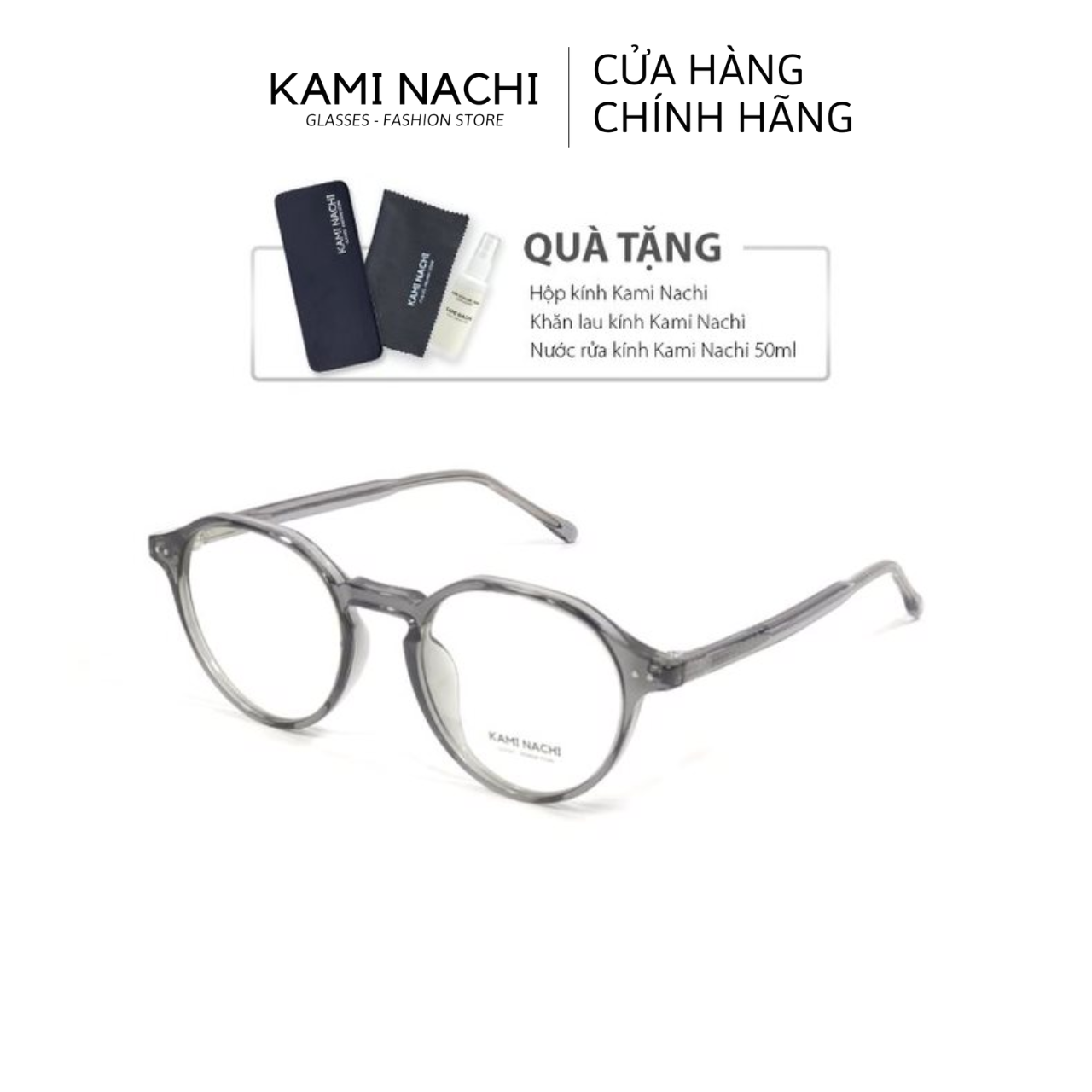 Gọng kính Acetate dáng tròn, có tròng chống Ánh Sáng Xanh KAMI NACHI phong cách hiện đại HR