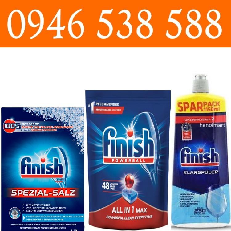 Combo Viên rửa bát Finish all in one 48 viên + Muối Finish 1.2kg + Nước làm bóng finish 1150ml