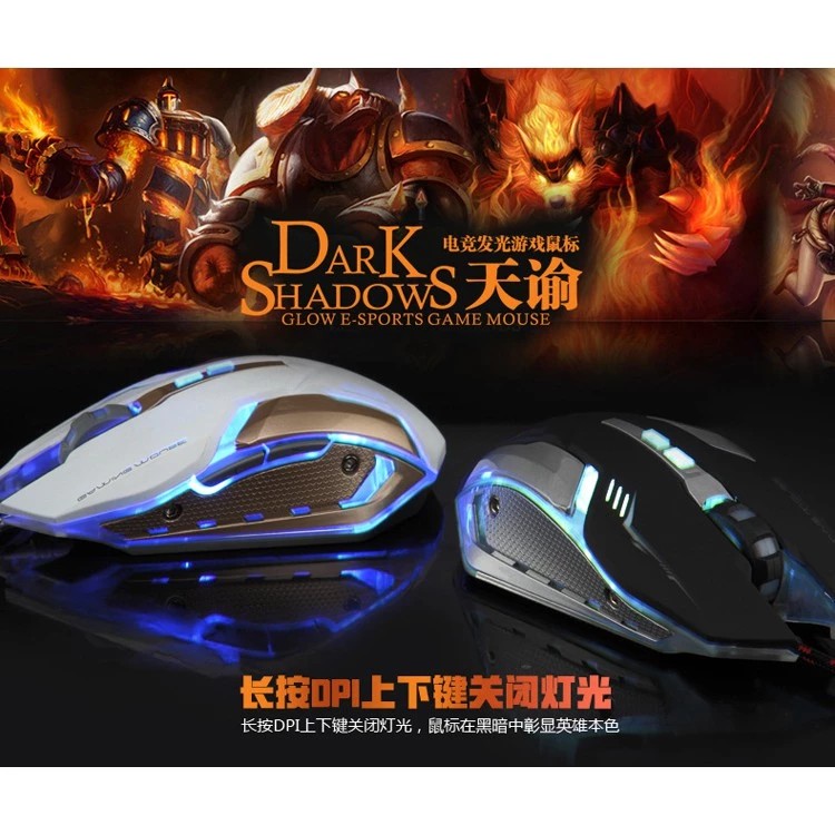 Chuột vi tính có dây cổng USB R8 1637 LED màu trắng vàng - Mouse PC Laptop Game WHITE GOLD - miếng lót chuột