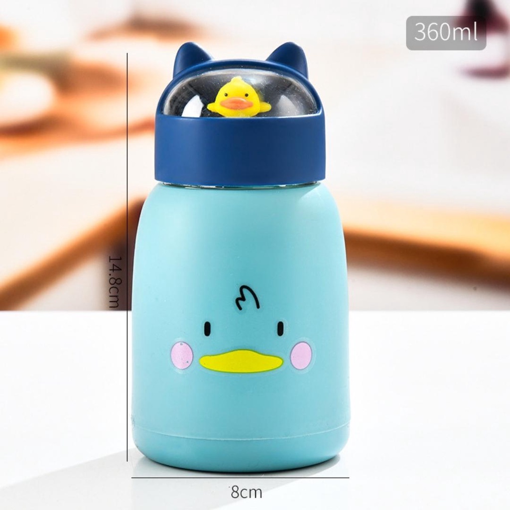 Bình Đựng Nước Thủy Tinh Bọc Silicon Tai Mèo Cách Nhiệt Thời Trang Mới - Bình Nước Học Sinh - Hàng Chính Hãng MINIIN